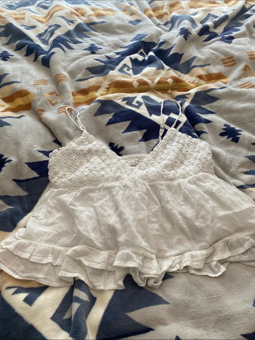 Aeropostale White Crochet Ruffle Camisole